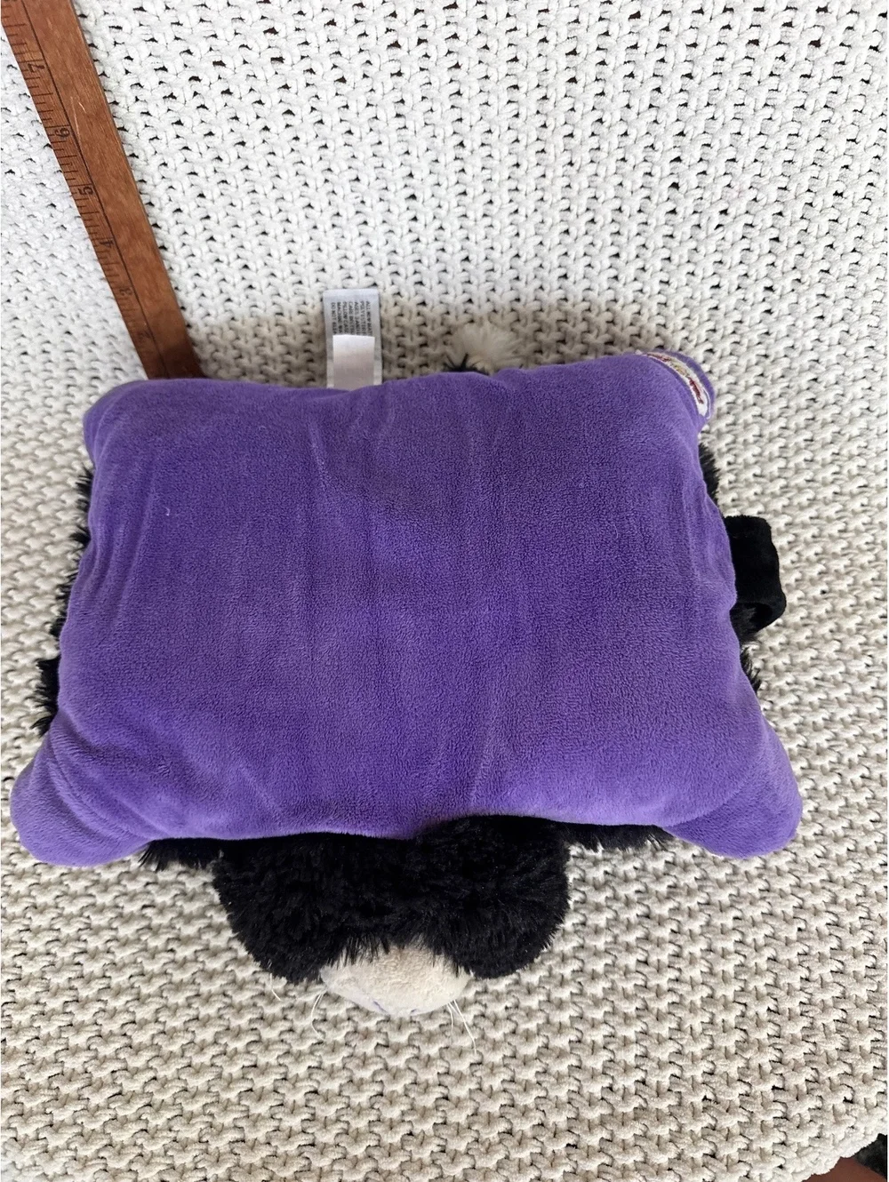 Pillow Pets Pee-Wees Black and Purple Cat Plush Pillow